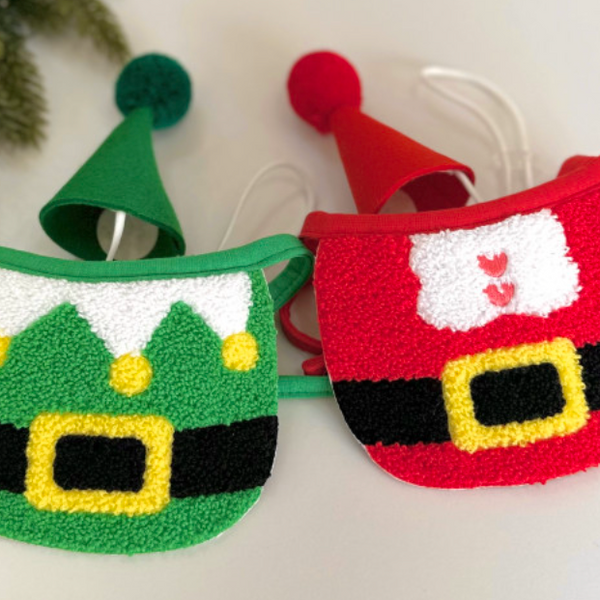 Christmas Cape Bib (Santa Costume Green)